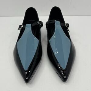 Women’s Black Patent Pointed-Toe Mary Jane Flats – New Women 8.5